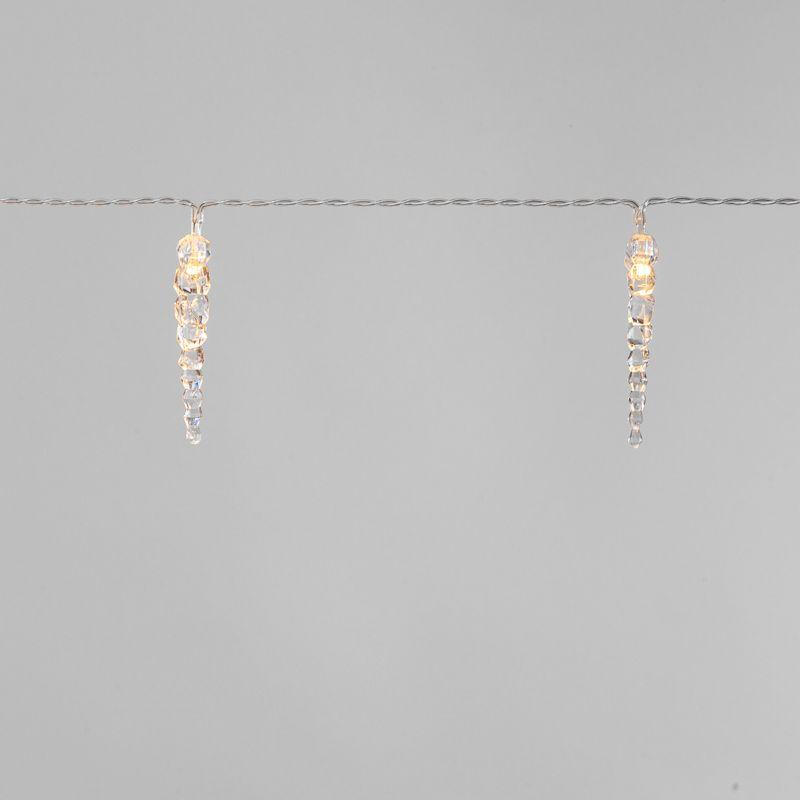 Гирлянда светодиодная "Сосульки" 1.5м 10LED тепл. бел. 0.1Вт IP20 провод ПВХ прозр. элементы питания 2хAA (не в компл.) Neon-Night 303-093