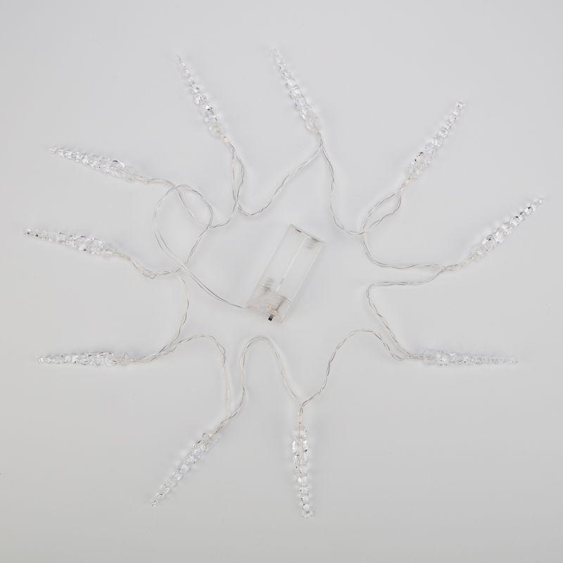 Гирлянда светодиодная "Сосульки" 1.5м 10LED тепл. бел. 0.1Вт IP20 провод ПВХ прозр. элементы питания 2хAA (не в компл.) Neon-Night 303-093