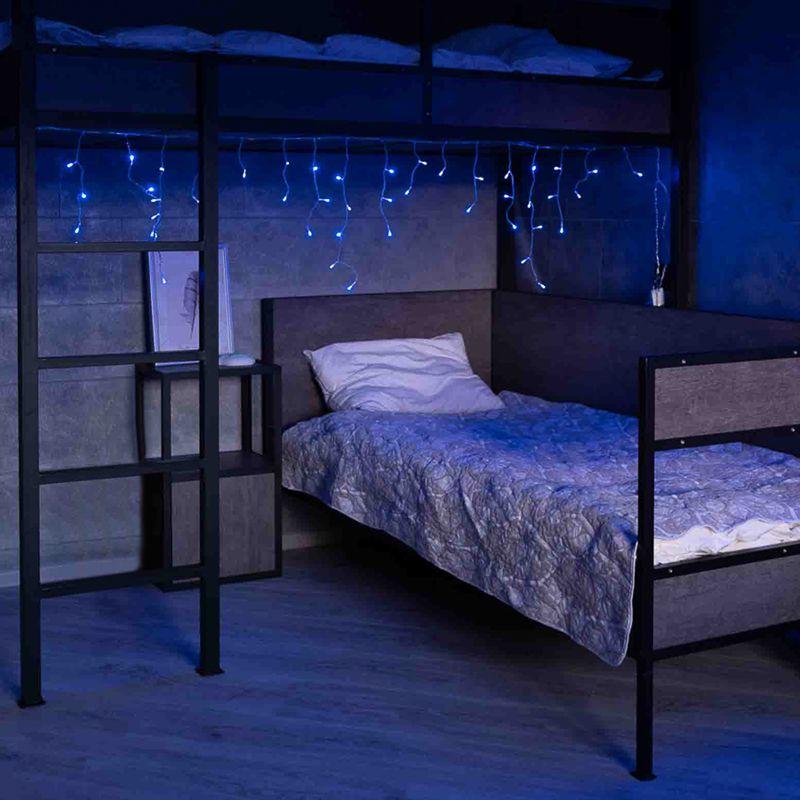 Гирлянда светодиодная "Айсикл" (бахрома) 1.8х0.5м 48LED син. 3Вт 230В IP20 провод прозр. Neon-Night 255-013