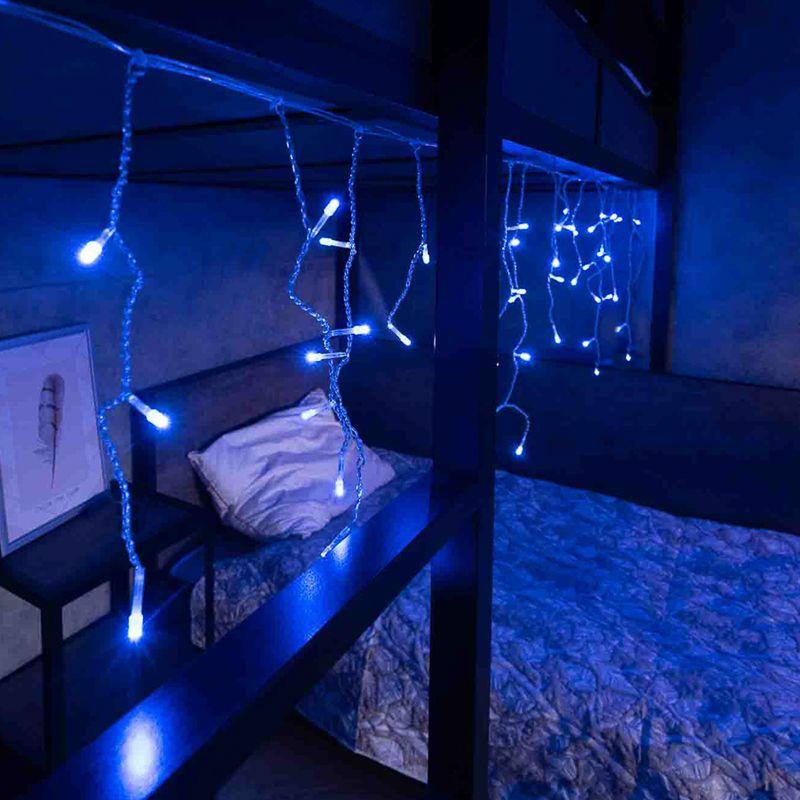 Гирлянда светодиодная "Айсикл" (бахрома) 1.8х0.5м 48LED син. 3Вт 230В IP20 провод прозр. Neon-Night 255-013