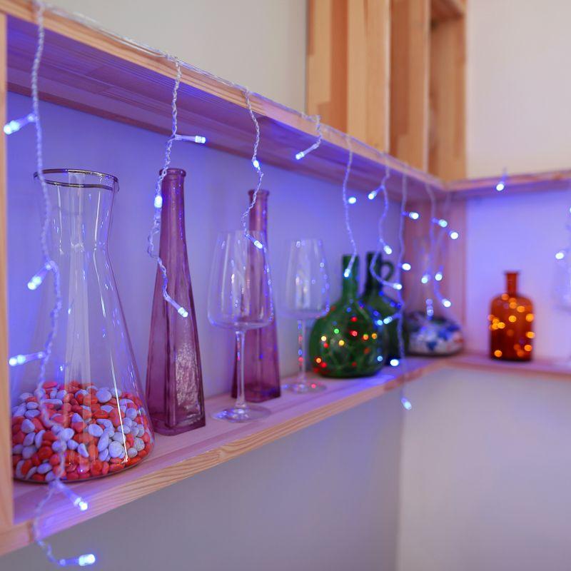 Гирлянда светодиодная "Айсикл" (бахрома) 1.8х0.5м 48LED син. 3Вт 230В IP20 провод прозр. Neon-Night 255-013