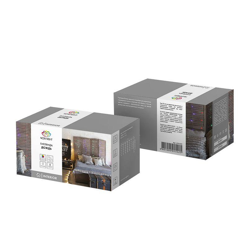 Гирлянда светодиодная "Светодиодный Дождь" 1.5х1.5м 144LED мультиколор 12Вт 220В IP20 свечение с динамикой с контроллером провод прозр. Neon-Night 235-039