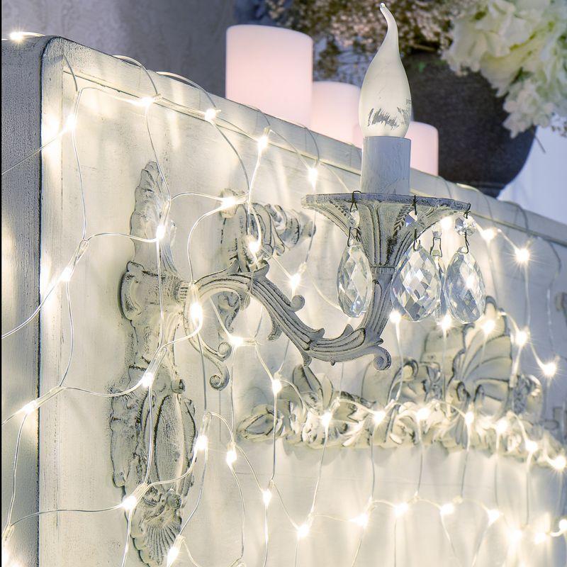 Гирлянда светодиодная "Сеть" 1.5х1.5м 150LED бел. 12Вт 220В IP20 с контроллером 8 режимов провод ПВХ прозр. Neon-Night 215-125