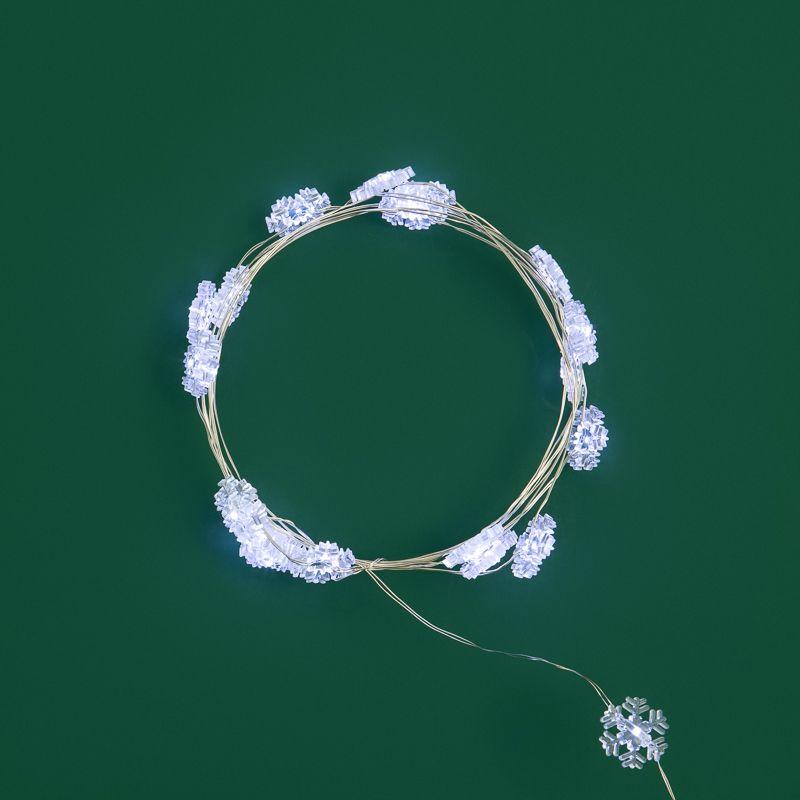 Гирлянда светодиодная "Снежинки" 2м 20LED бел. 2Вт 4.5В IP67 провод прозр. элементы питания 2хCR2032 (в компл.) Neon-Night 303-010