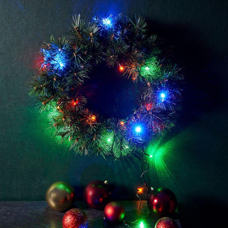 Гирлянда светодиодная "Твинкл Лайт" 4м 25LED мультиколор 2Вт 230В IP20 с контроллером 8 режимов провод ПВХ темн. зел. Neon-Night 303-019