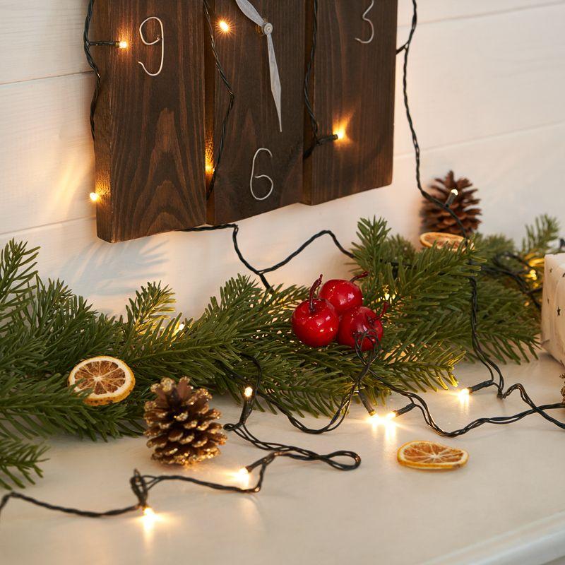 Гирлянда светодиодная "Твинкл Лайт" 4м 25LED тепл. бел. 2Вт 230В IP20 с контроллером 8 режимов провод ПВХ темн. зел. Neon-Night 303-016