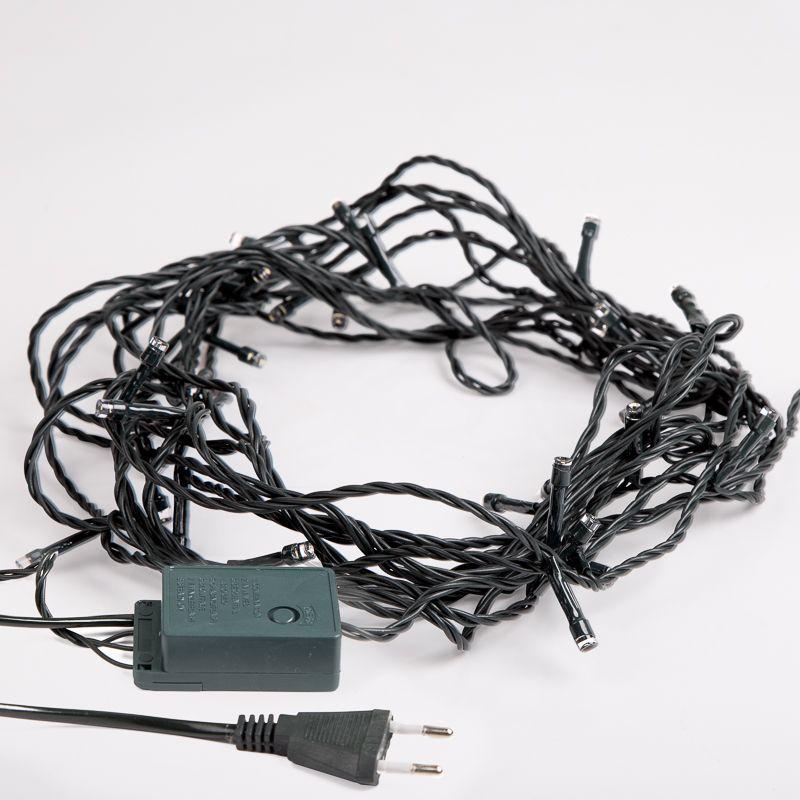 Гирлянда светодиодная "Твинкл Лайт" 6м 40LED син. 4Вт 230В IP20 с контроллером 8 режимов провод ПВХ темн. зел. Neon-Night 303-023