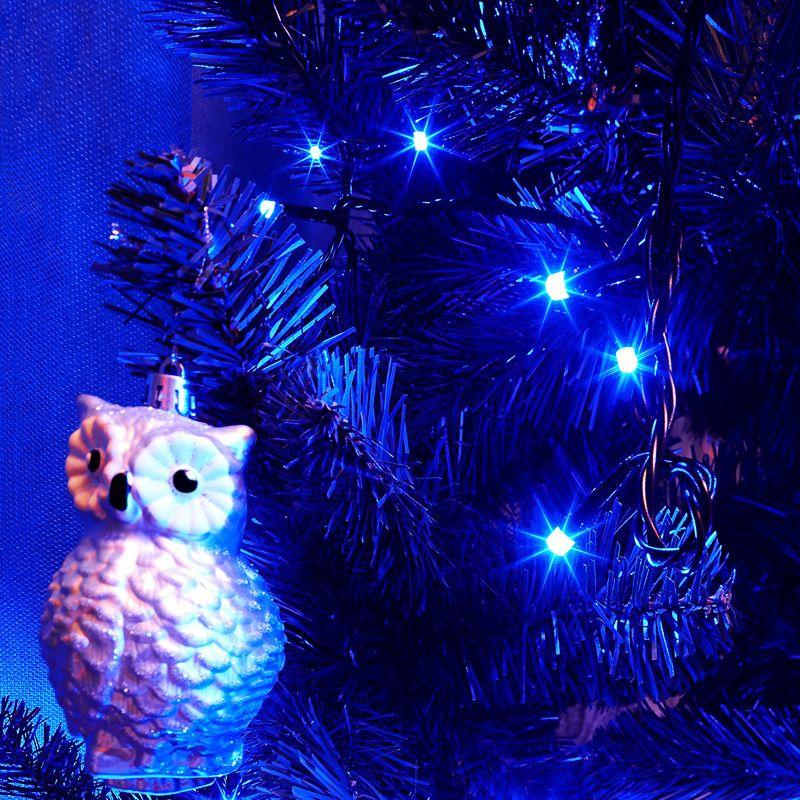 Гирлянда светодиодная "Твинкл Лайт" 15м 120LED син. 10Вт 230В IP20 с контроллером 8 режимов провод ПВХ темн. зел. Neon-Night 303-053