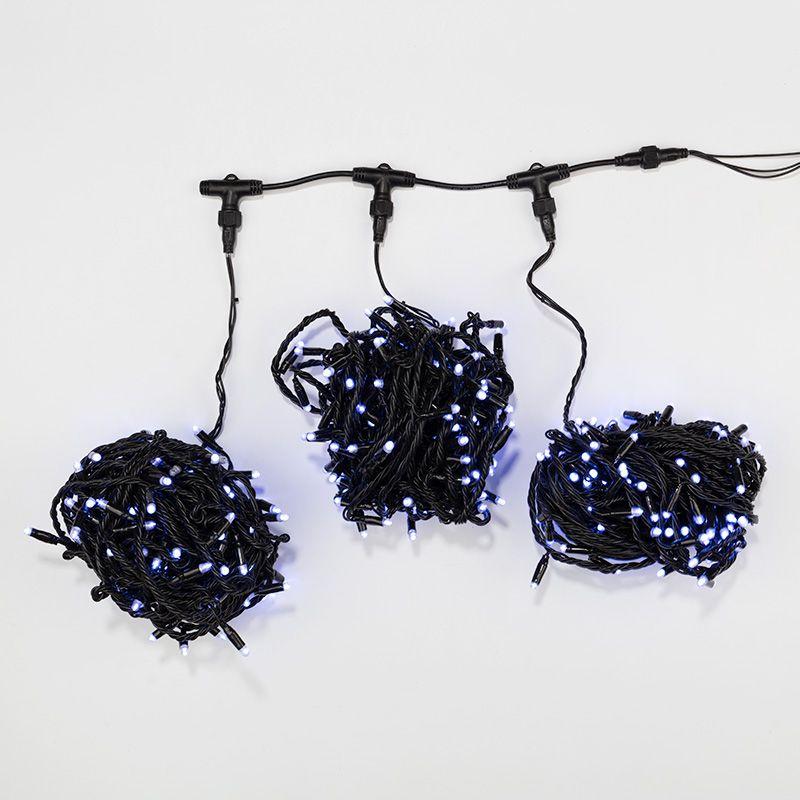 Гирлянда "КЛИП ЛАЙТ" 3 нити х20м 399LED 25Вт 24В (с трансф.) бел. NEON-NIGHT 323-305