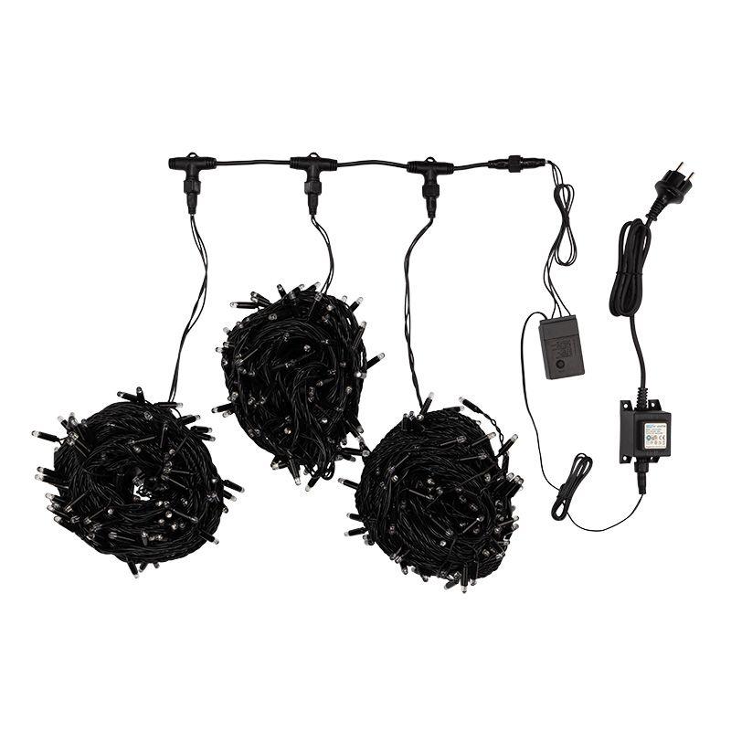 Гирлянда "КЛИП ЛАЙТ" 3 нити х20м 399LED 25Вт 24В (с трансф.) бел. NEON-NIGHT 323-305