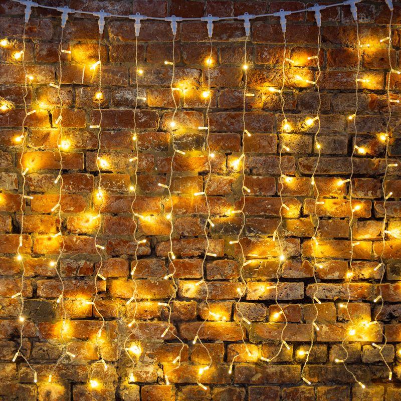 Гирлянда Дождь "ПЛЕЙ-ЛАЙТ" 2х3м 760LED 45Вт 220В IP44 тепл. бел.; фиксинг силикон. провод NEON-NIGHT 235-156