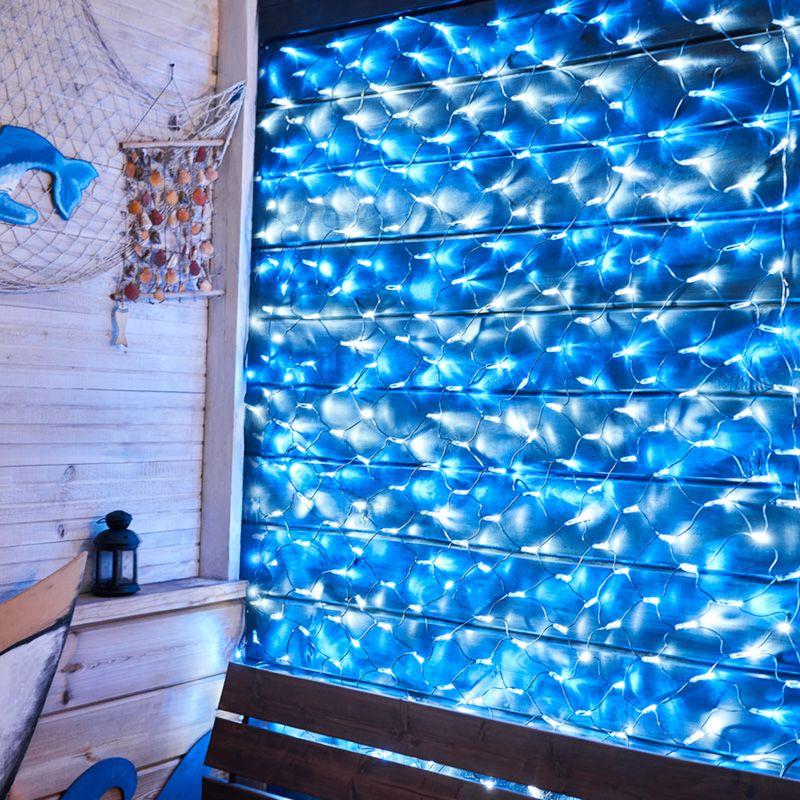 Гирлянда Сеть "НЕТ ЛАЙТ" 2х1.5м 288LED 18Вт 220В IP44 (с контроллером) бел./син.; черн. провод NEON-NIGHT 215-022