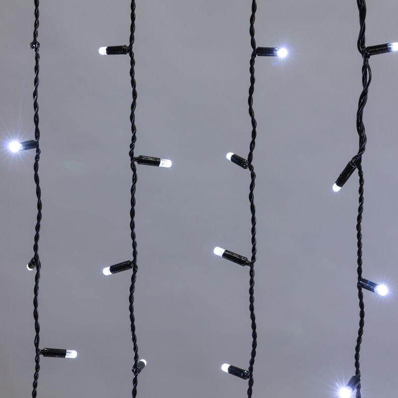 Гирлянда Дождь "ПЛЕЙ-ЛАЙТ" 2х1.5м 360LED 22Вт 230В IP44 бел.; фиксинг черн. провод NEON-NIGHT 235-125