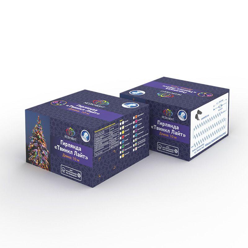 Гирлянда "ТВИНКЛ ЛАЙТ LED" (с контроллером 8 режимов) 20м 200LED 20Вт 220В IP44 бел. NEON-NIGHT 303-145
