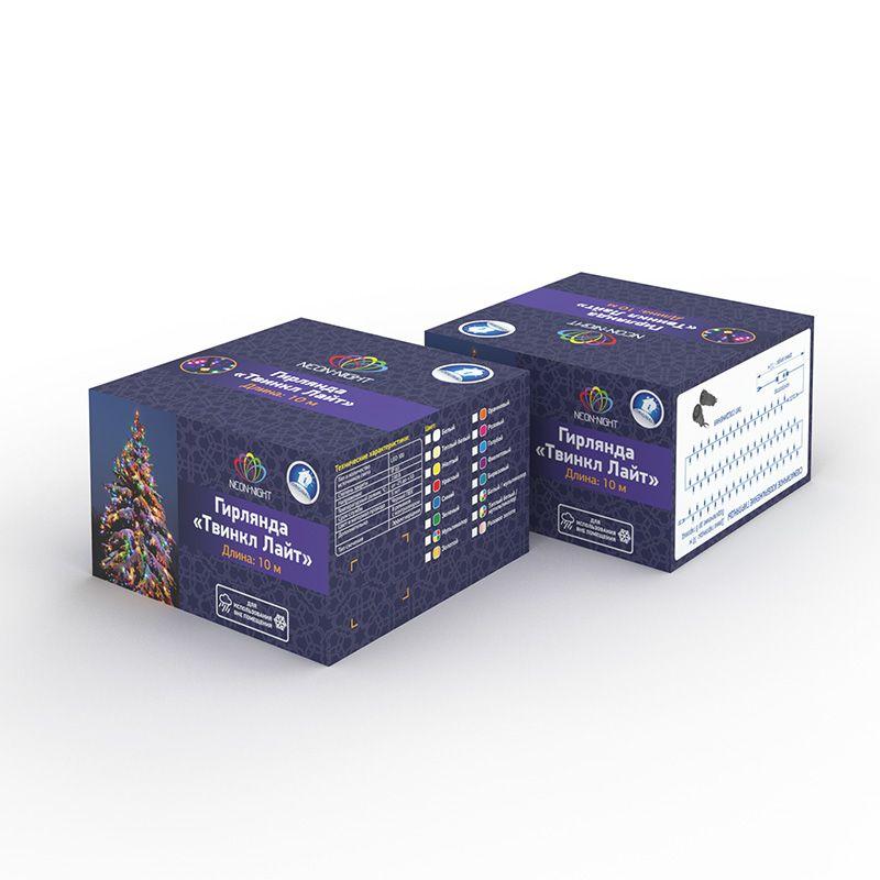 Гирлянда "ТВИНКЛ ЛАЙТ LED" (с контроллером 8 режимов) 20м 200LED 20Вт 220В IP65 мульти. NEON-NIGHT 303-149