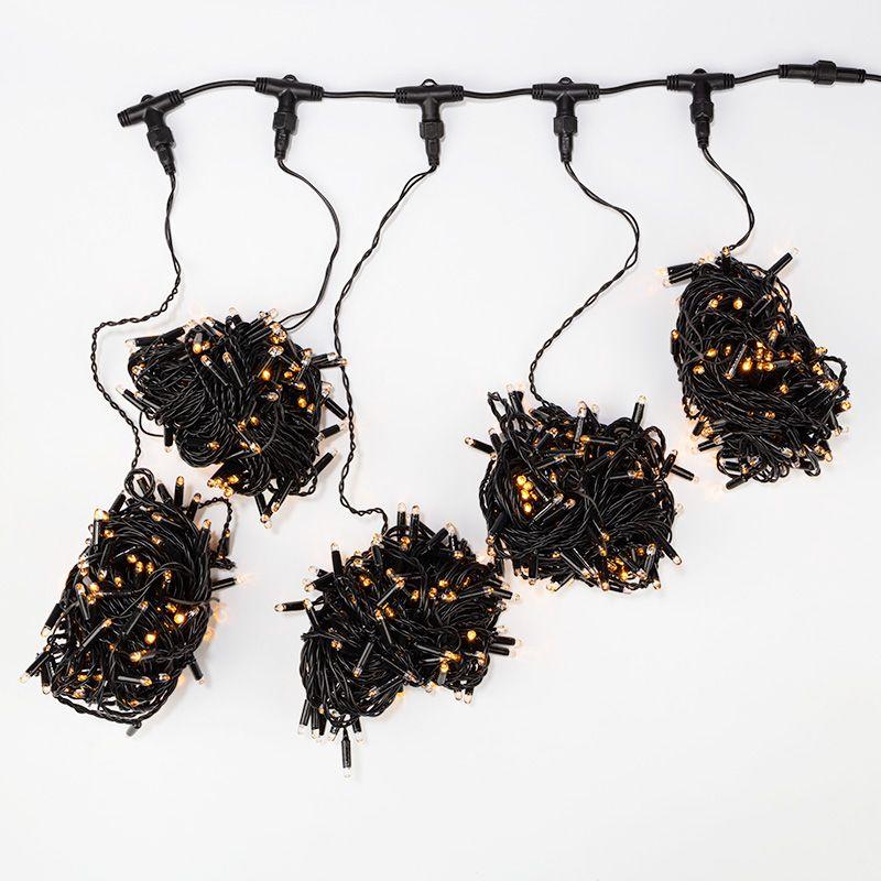 Гирлянда "КЛИП ЛАЙТ" 5 нитей х20м 665LED 40Вт 24В IP54 (с трансф.) мерцающая желт. NEON-NIGHT 323-601