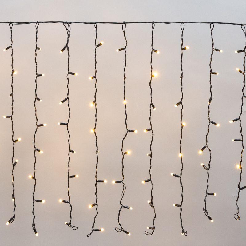 Дождь (Занавес) 2х0,8 м, черный ПВХ, 160 LED теплый белый