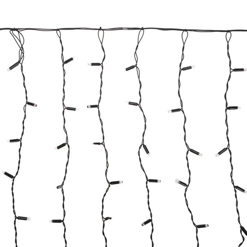 Дождь (Занавес) 2х0,8 м, черный ПВХ, 160 LED теплый белый