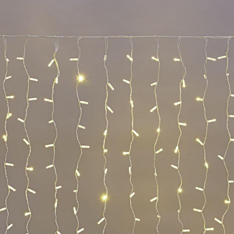 Гирлянда Дождь "ПЛЕЙ-ЛАЙТ" 2х1.5м 360LED 22Вт 220В IP44 тепл. бел.; фиксинг бел. провод 220В NEON-NIGHT 235-116