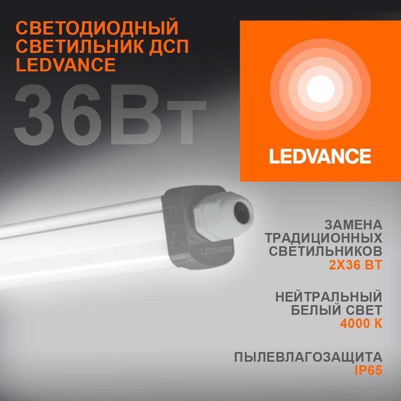 Светильник светодиодный DAMP PROOF SLIM ДСП 36Вт 4000К 3700лм IP65 1.2м ECO CLASS сер. LEDVANCE 4058075169128