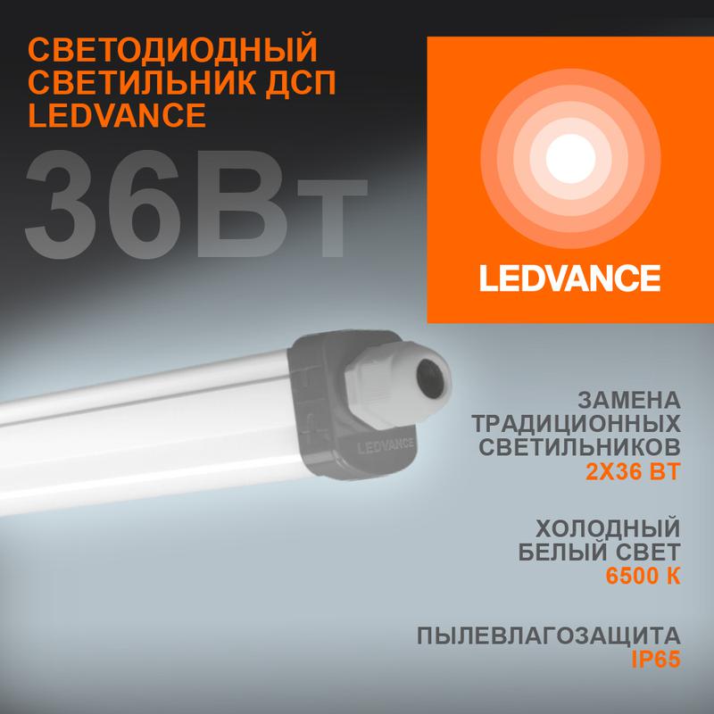 Светильник светодиодный DAMP PROOF SLIM ДСП 36Вт 6500К 3700лм IP65 1.2м ECO CLASS сер. LEDVANCE 4058075169104