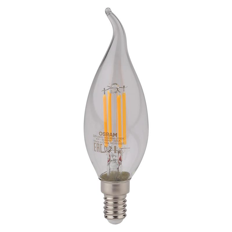 Лампа светодиодная филаментная LED STAR CLASSIC BA 40 4W/827 230V FIL FS1 E14 OSRAM 4058075055452