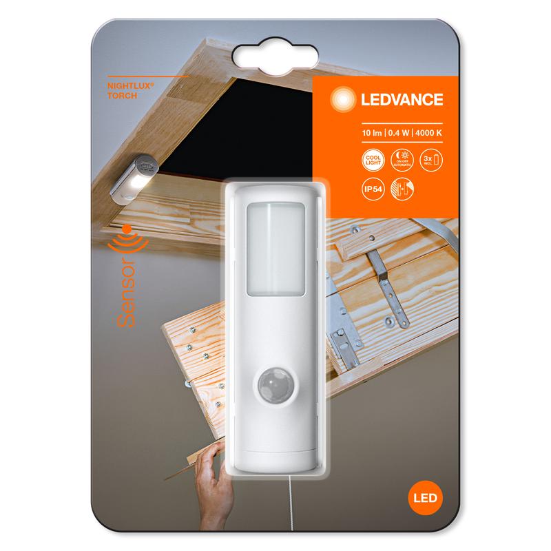 Светильник NIGHTLUX Torch 0.35Вт 4000К 10лм IP54 3х1.5В LR03 с сенсором бел. LEDVANCE 4058075260696