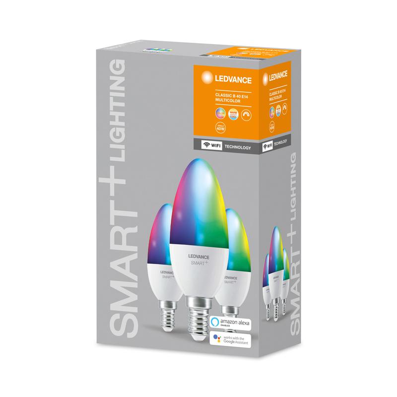 Лампа светодиодная SMART+ WiFi Candle Multicolour 5Вт (замена 40Вт) 2700…6500К E14 (уп.3шт) LEDVANCE 4058075485938