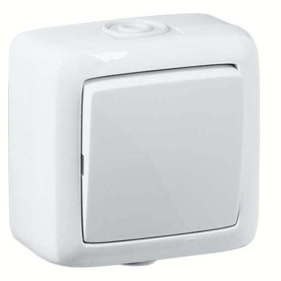 Выключатель одноклавишный наружный белый IP44 16А (ВА16-211)