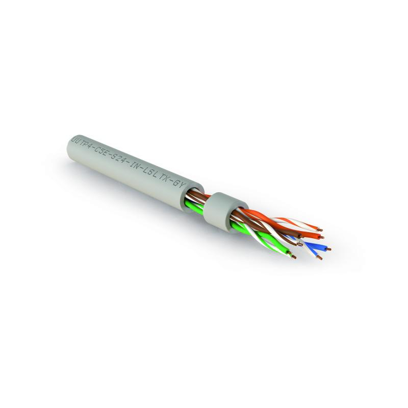 Кабель витая пара U/UTP кат.5e 4х2х24AWG solid нг(А)-LSLTх UUTP4-C5E-S24-IN-LSLTх-GY-305 сер. (уп.305м) Hyperline 426001