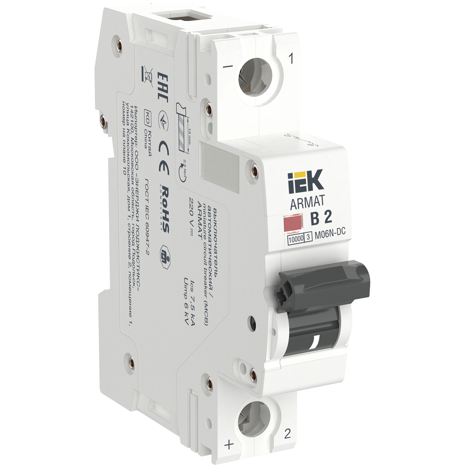 ARMAT Автоматический выключатель M06N-DC 1P B 2А IEK