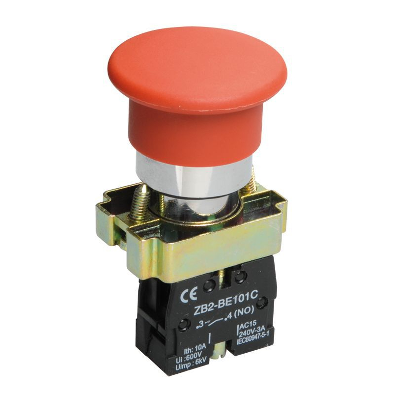 Кнопка управления LAY5-BC41Грибок без подсветки красная 1NO IEK