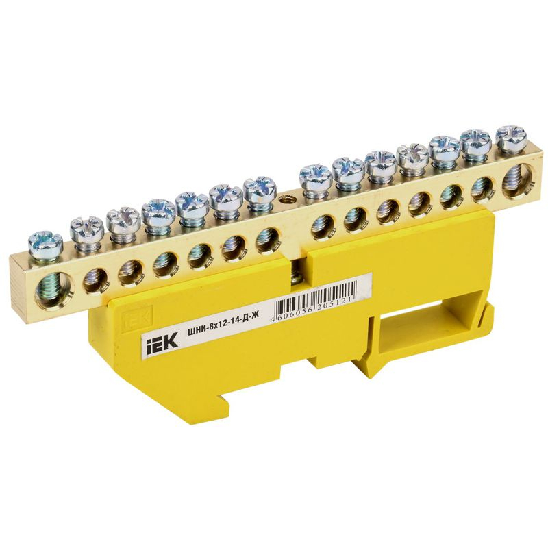 Шина PE земля на DIN-изол ШНИ-8х12-14-Д-Ж IEK