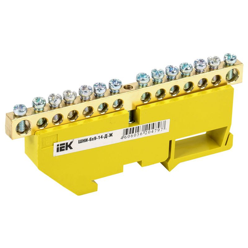Шина PE земля на DIN-изол ШНИ-6х9-14-Д-Ж IEK