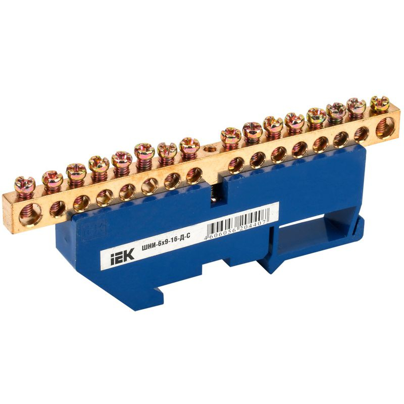 Шина N ноль на DIN-изол ШНИ-6х9-16-Д-С IEK