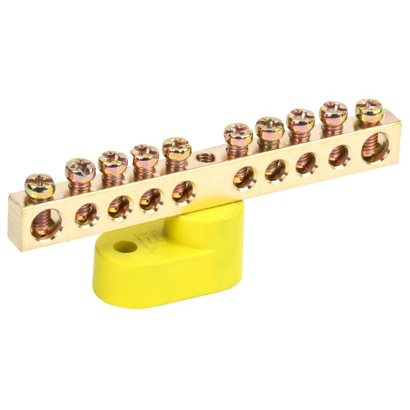 Шина PE земля на одном угловом изоляторе ШНИ-6х9-10-У1-Ж IEK