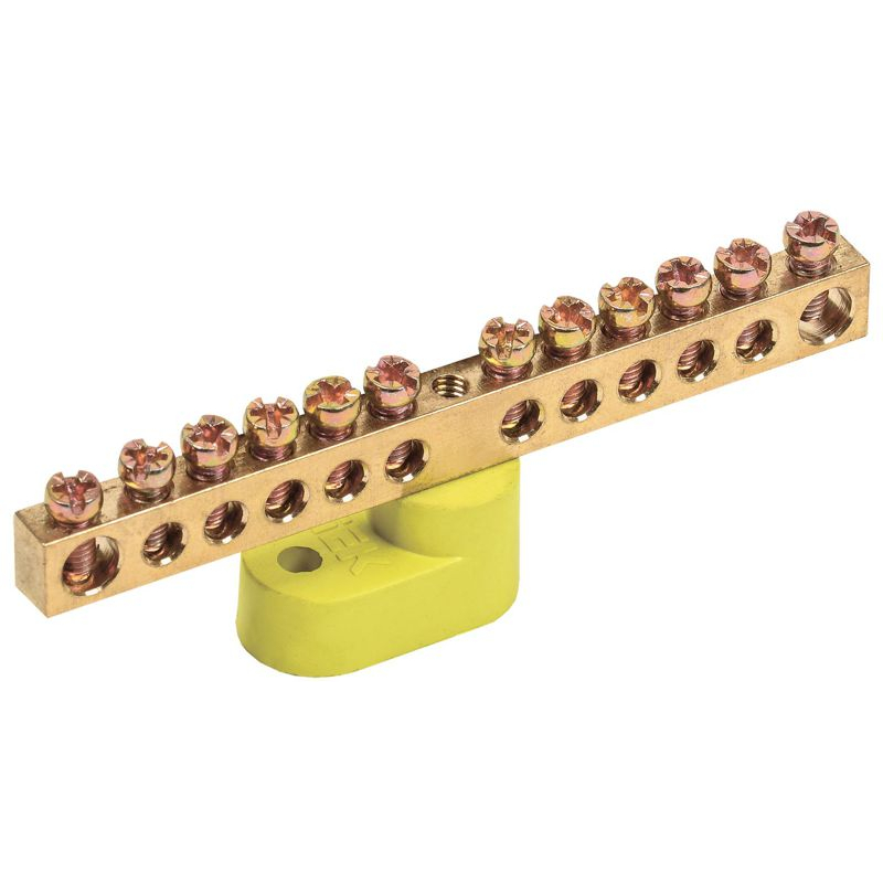 Шина PE земля на одном угловом изоляторе ШНИ-6х9-12-У1-Ж IEK