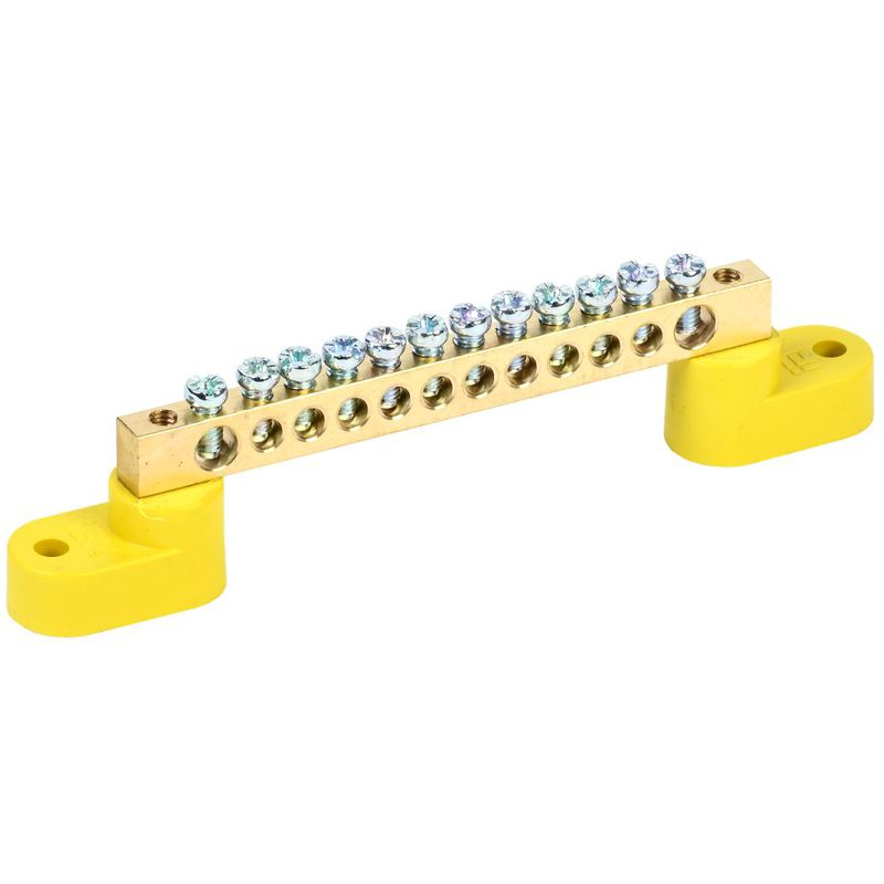 Шина PE земля на двух угловых изоляторах ШНИ-6х9-12-У2-Ж IEK