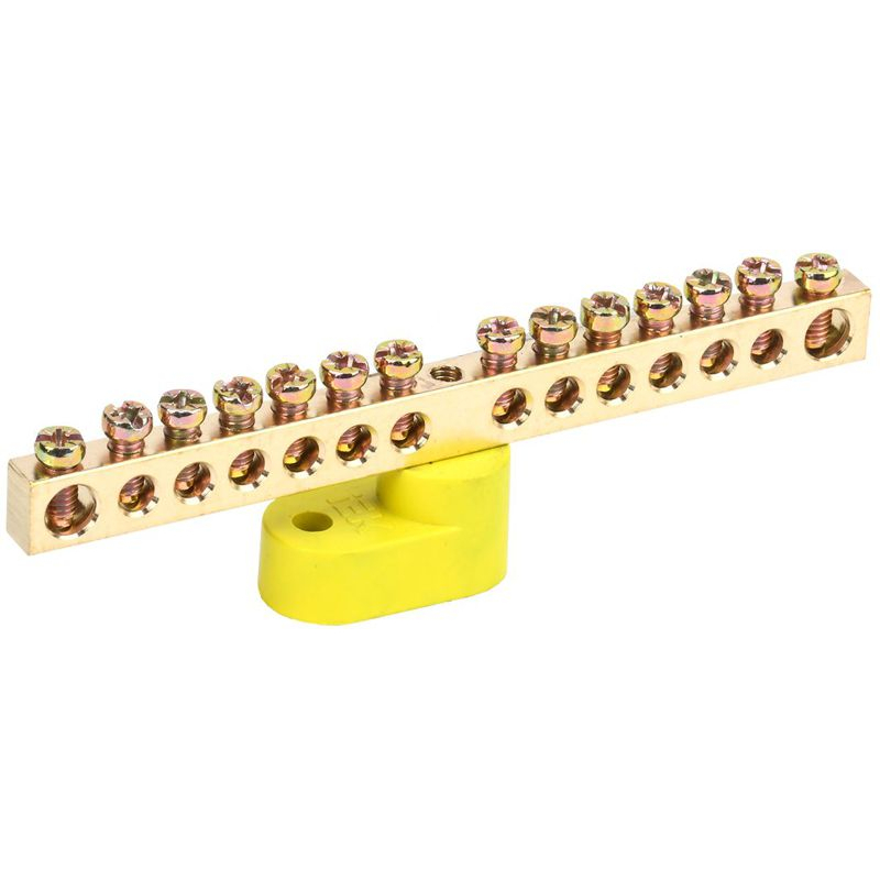 Шина PE земля на одном угловом изоляторе ШНИ-6х9-14-У1-Ж IEK