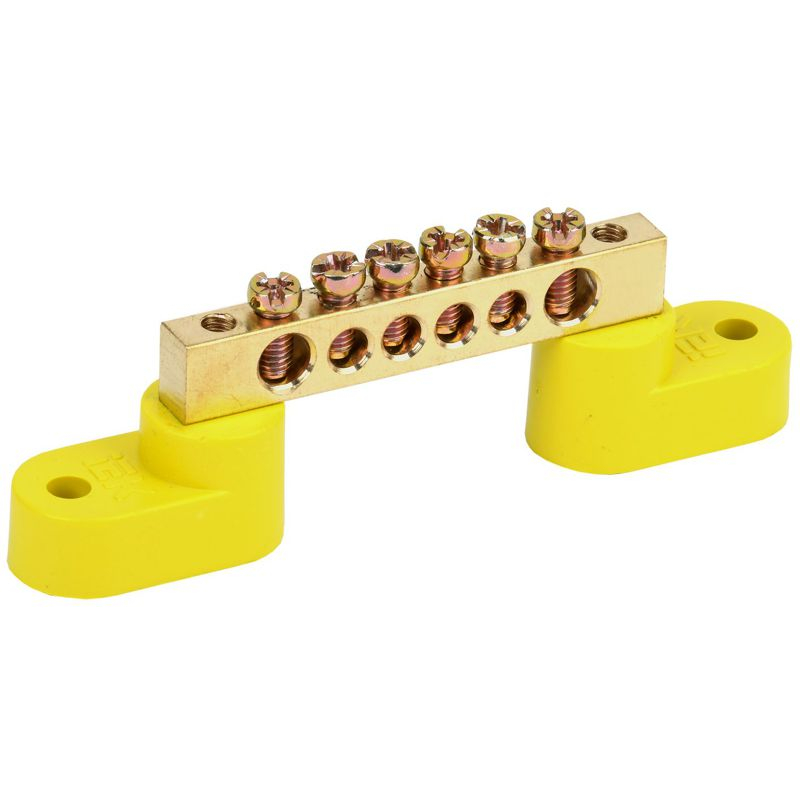 Шина PE земля на двух угловых изоляторах ШНИ-6х9-6-У2-Ж IEK