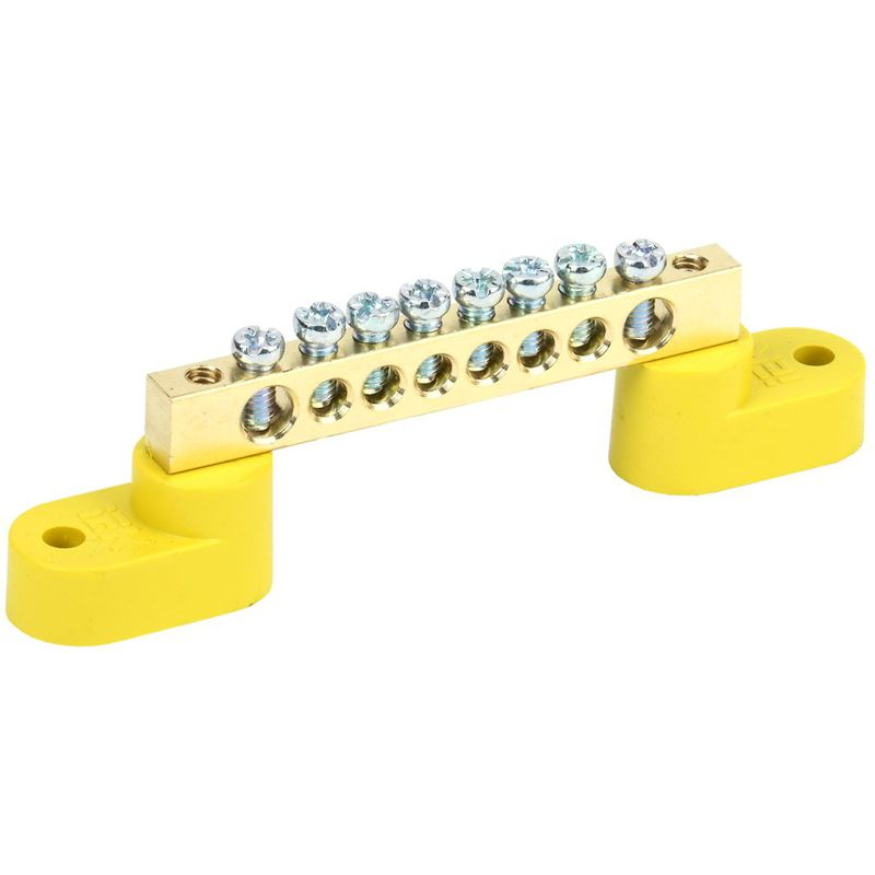 Шина PE земля на двух угловых изоляторах ШНИ-6х9-8-У2-Ж IEK