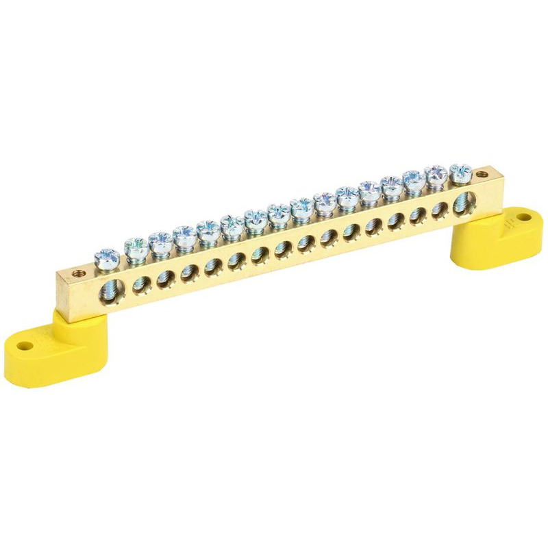 Шина PE земля на двух угловых изоляторах ШНИ-8х12-16-У2-Ж IEK