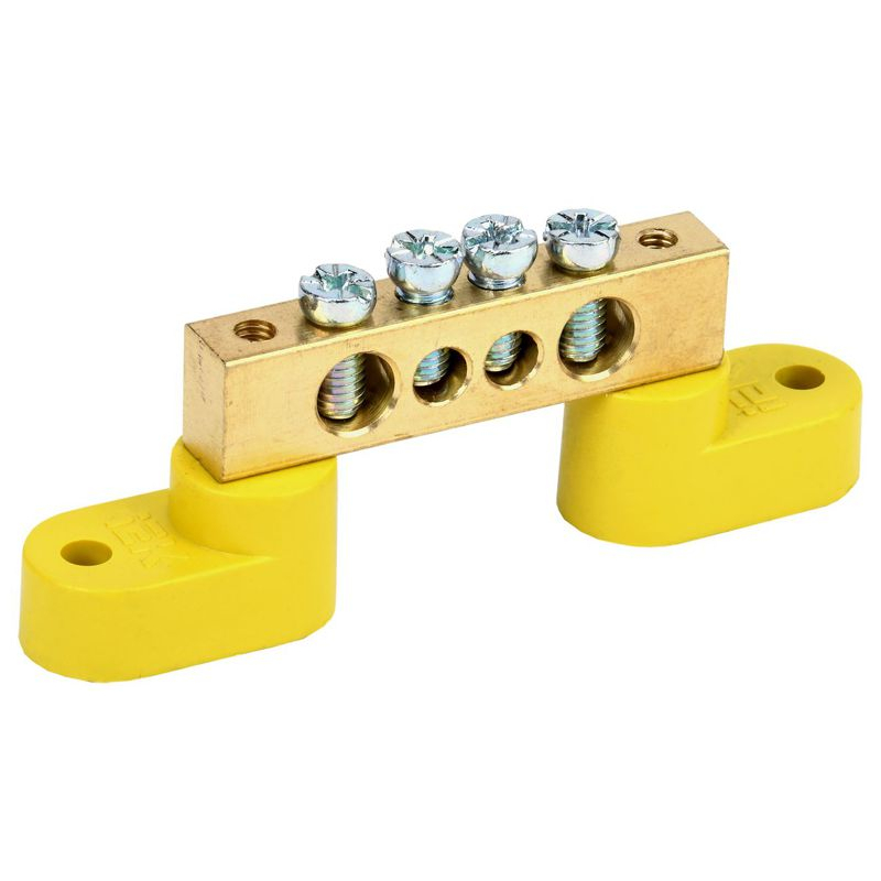 Шина PE земля на двух угловых изоляторах ШНИ-8х12-4-У2-Ж IEK