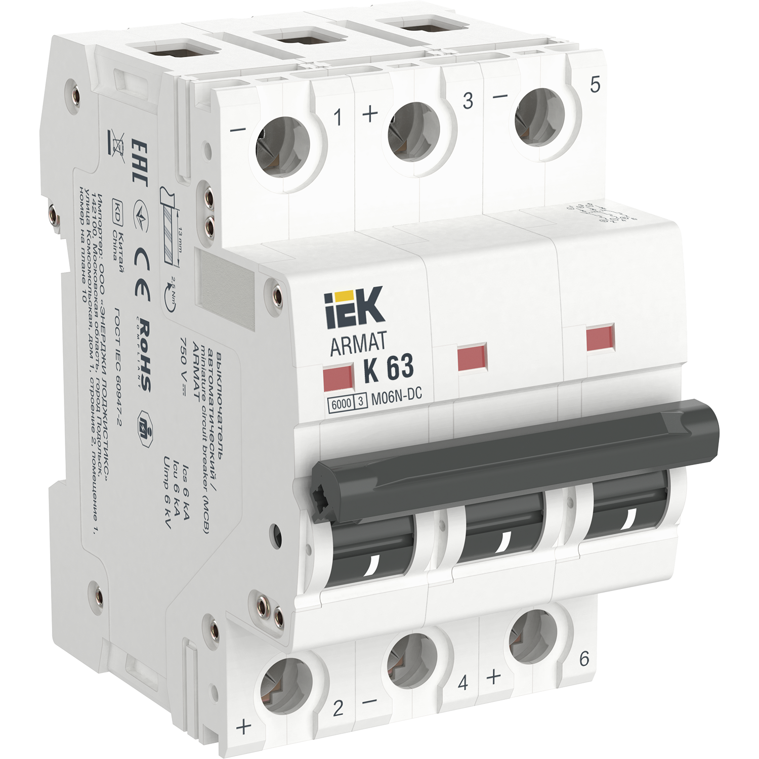 ARMAT Автоматический выключатель M06N-DC 3P K 63А IEK