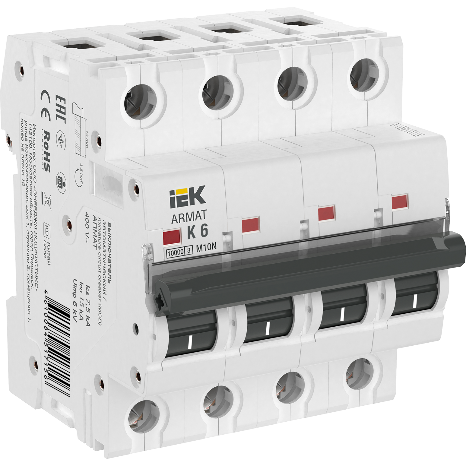 ARMAT Автоматический выключатель M10N 4P K 6А IEK