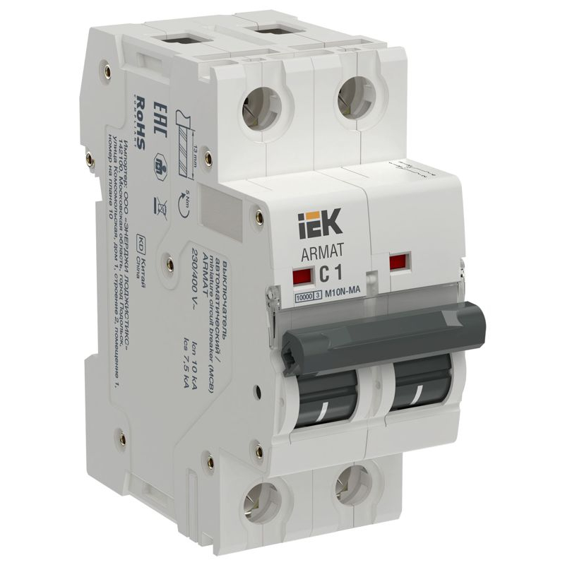 ARMAT Автоматический выключатель без теплового расцепителя M10N-MA 2P C 1А IEK