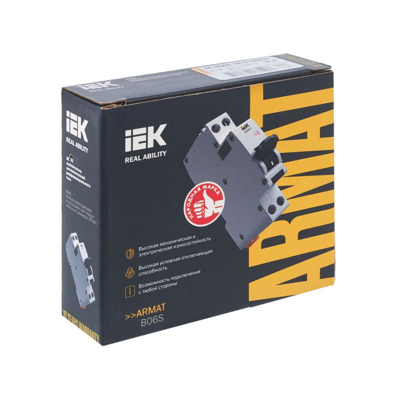 ARMAT Автоматический выключатель дифференциального тока B06S 1P+NP C13 30мА тип A (18мм) IEK