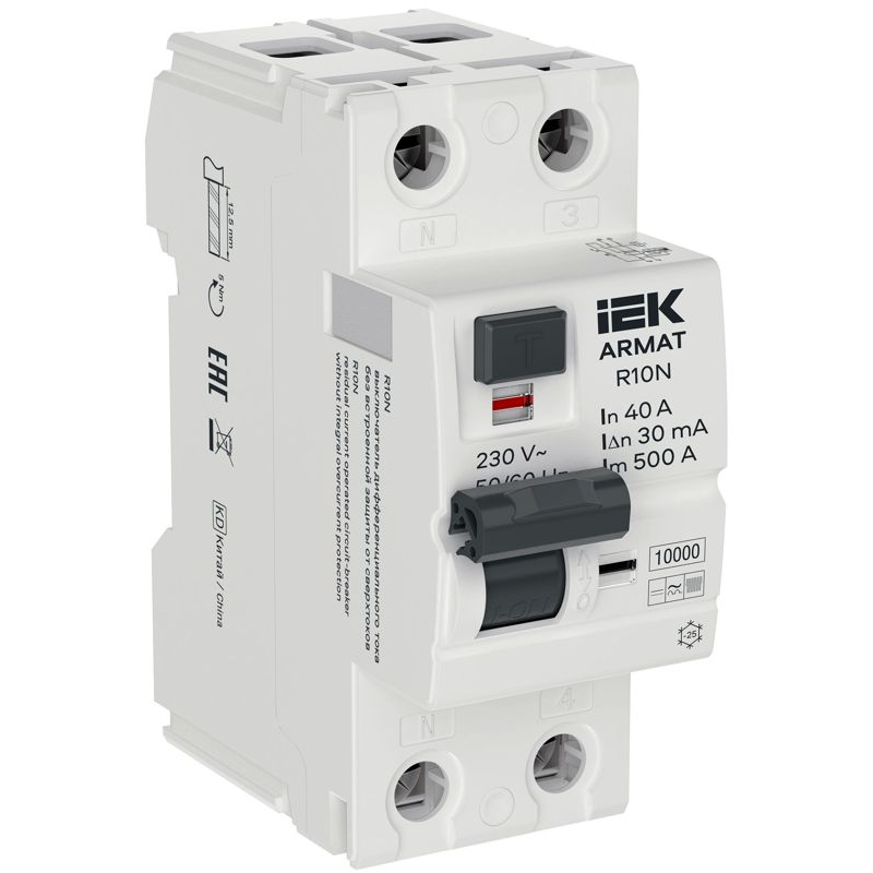ARMAT Выключатель дифференциального тока R10N 2P 40А 30мА тип B IEK