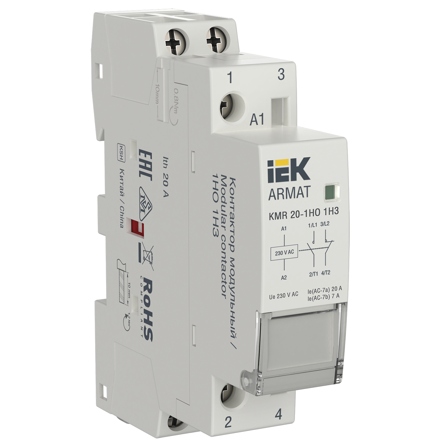 ARMAT Контактор модульный KMR 20А 230В AC 1НО 1НЗ IEK