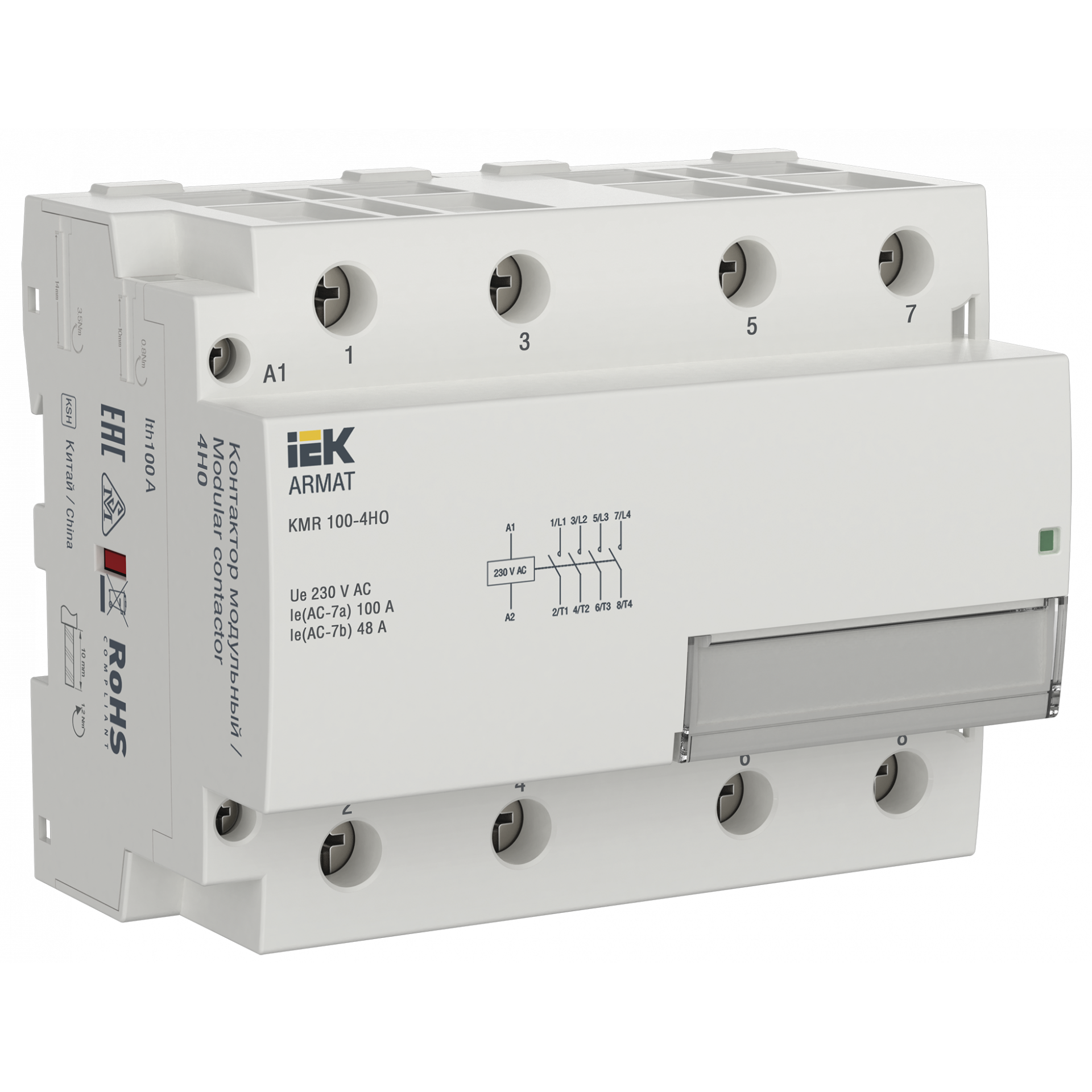 ARMAT Контактор модульный KMR 100А 230В AC 4НО IEK